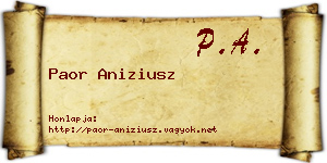 Paor Aniziusz névjegykártya